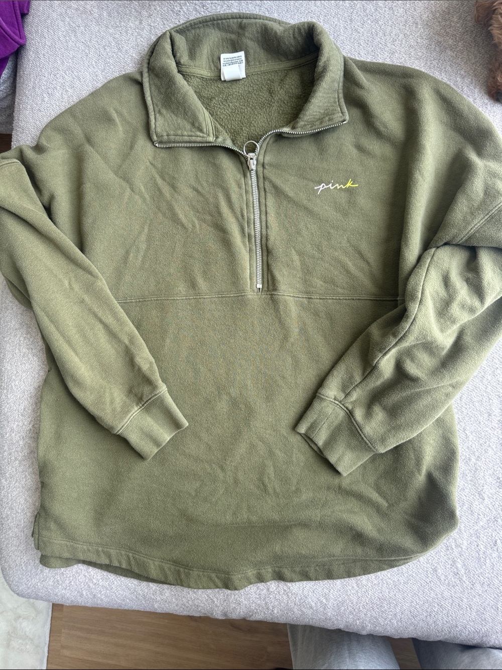 Victoria Secret Pink Green quarter zip